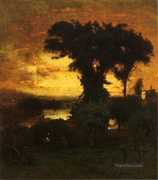 Plain Scenes Painting - Afterglow landscape Tonalist George Inness